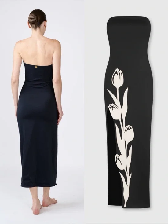 Bahía María Tulip Strapless Midi Dress Black XS - Picture 12 of 12